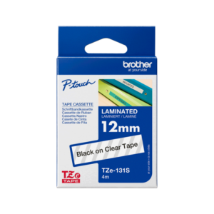 Brother TZe-131S 12mm Black on Clear (4m) Strong