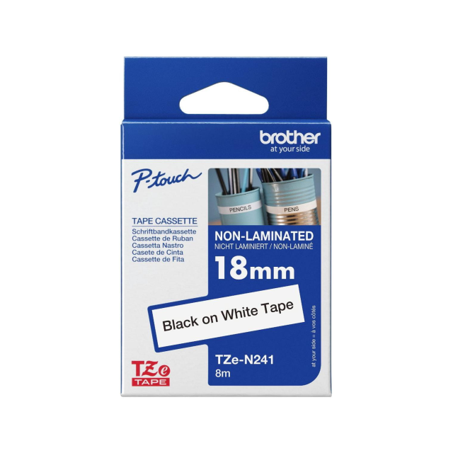 Brother TZe-N241 Tape 18mm Black on White Non Laminated